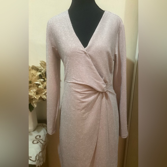NWT Elegant Pink Wrap Dress - Picture 3 of 6
